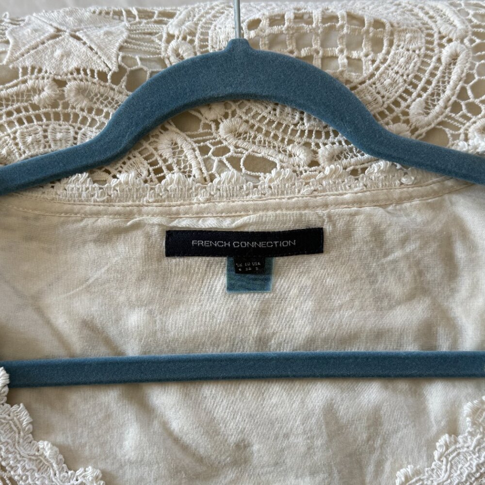 French Connection Vintage All Over Crochet Lace Cotton Fully Lined Mini Dress - Picture 7 of 11